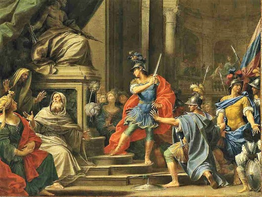 Obraz olejny, przedstawiający scenę przecięcia węzła gordyjskiego przez Aleksandra Wielkiego